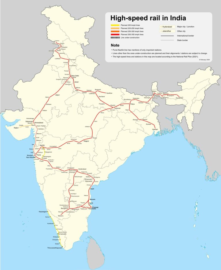 proposed hight speed rail network of india imaginary representation vision2047india